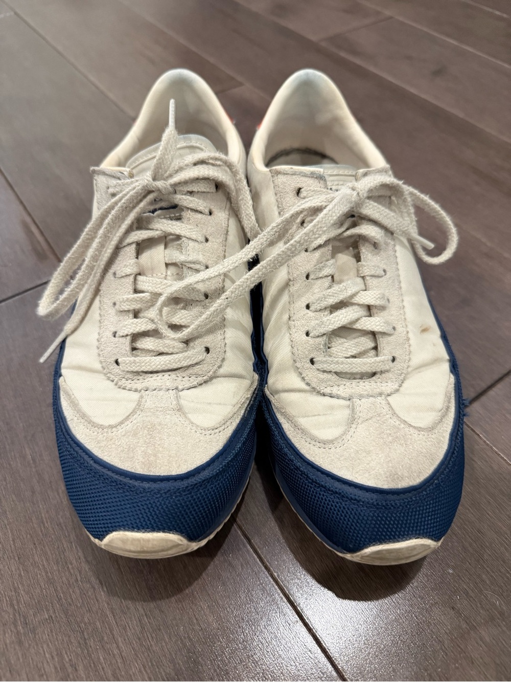 Onitsuka Tiger Cream and Navy Low-Top Sneakers, Size 39.5, used condition